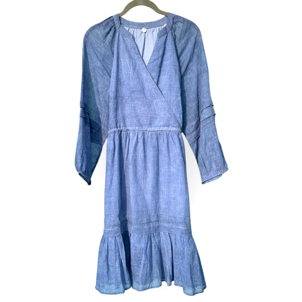 Margaret O'Leary Blue Ruffled Wrap Sundress